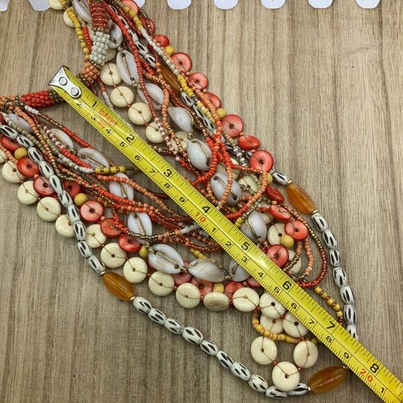 Chico's Novy Beaded Disc Warm Gold Tone Multi Strand Necklace - Picture 9 of 9